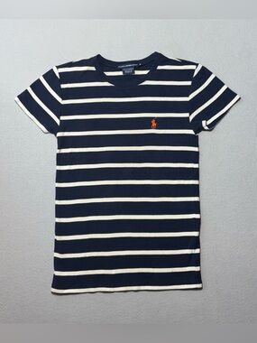 RALPH LAUREN SPORT Navy White Striped T-Shirt Size M EUC